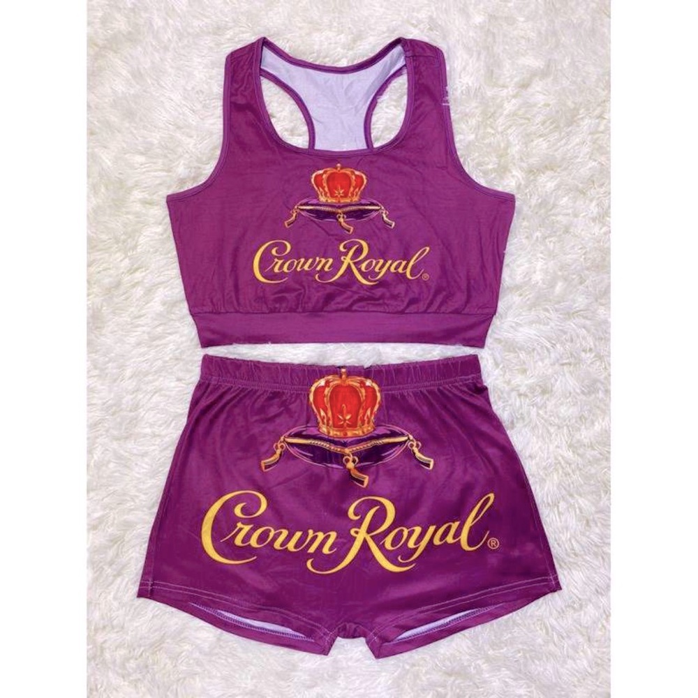 Two piece short set with Crown Royal logo